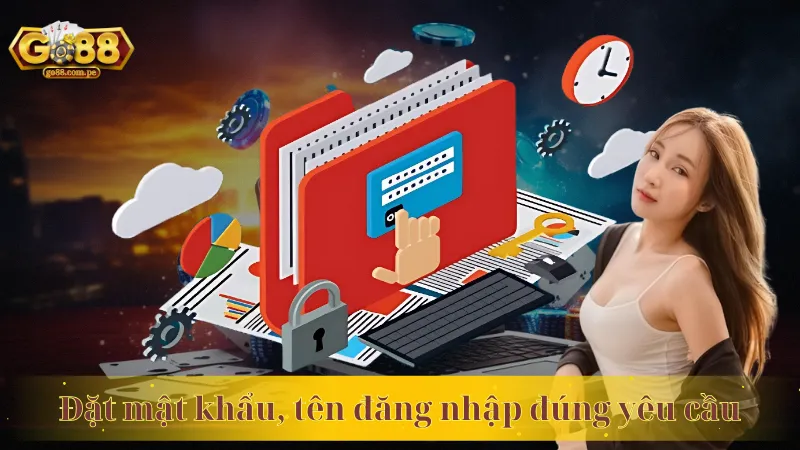 Đặt mật khẩu, tên đăng nhập đúng yêu cầu